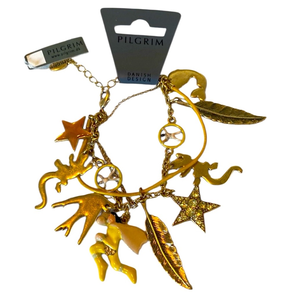 PILGRIM Danish Charm Bracelet, Whimsical Critters, Enamel & Crystal6.25-8",NWT